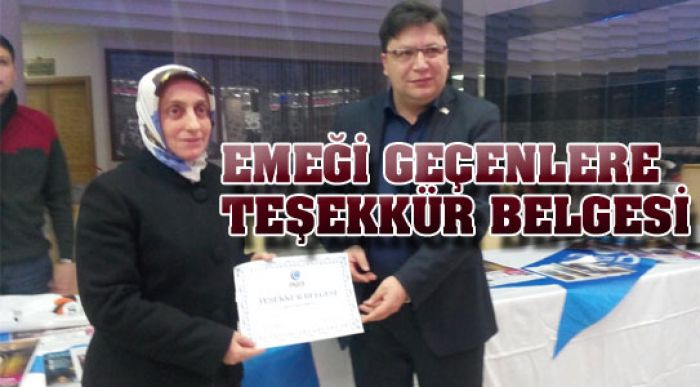 Emeği Geçenlere Teşekkür Belgesi Verildi
