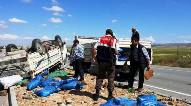 KÖMÜR YÜKLÜ KAMYON DEVRİLDİ 1 YARALI