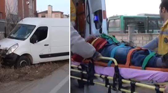 Minibüsü Duvara Çarptı