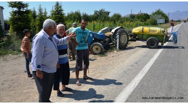 OTOMOBİL TRAKTÖRE ÇARPTI 1 YARALI