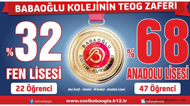 ÖZEL BABAOĞLU'DAN TEOG BAŞARISI