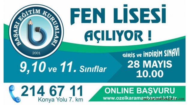 ÖZEL BAŞARI FEN LİSESİ AÇILIYOR