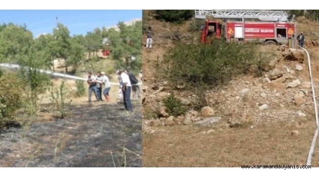 SARIVELİLER’DE OT YANGINI