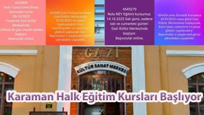 Karaman Halk Eğitim Kursları Başlıyor