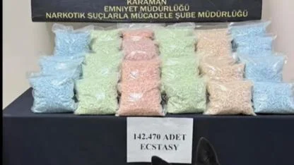 KARAMAN’DA ŞOK BASKIN. 71 MİLYON DEĞERİNDE UYUŞTURUCU HAP ELE GEÇİRİLDİ