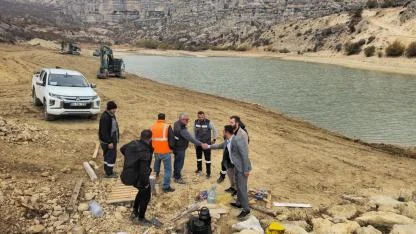 Başyayla Hisarönü Göletindeki su kaçağı için kaplama çalışmaları başladı