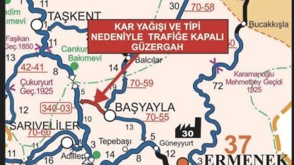 Başyayla–Ermenek İl Yolu Yoğun Tipi Nedeniyle Trafiğe Kapatıldı