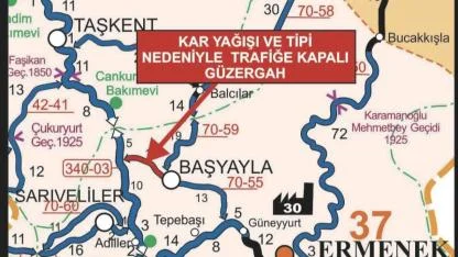 Başyayla–Ermenek İl Yolu Yoğun Tipi Nedeniyle Trafiğe Kapatıldı