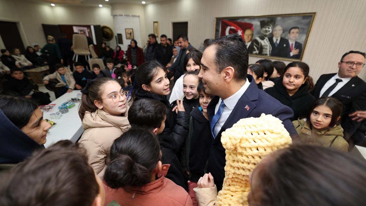 İbrahim Bey Ortaokulu Öğrencilerinden Belediye Başkanı Kalaycı’ya Ziyaret