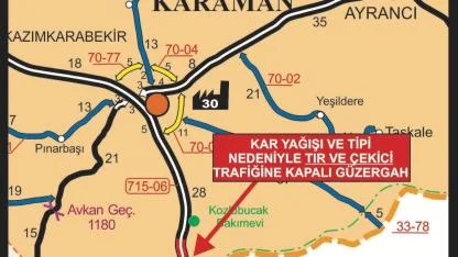 Karaman – Mut Devlet Yolu Tır ve Çekicilere Kapatıldı