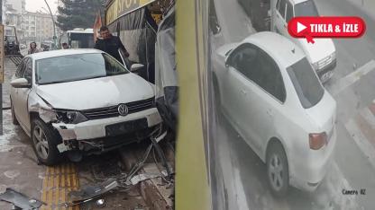 Karaman'da Kazada Savrulan Otomobil İş Yerine Girdi