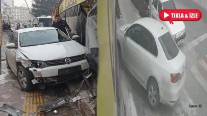 Karaman'da Kazada Savrulan Otomobil İş Yerine Girdi