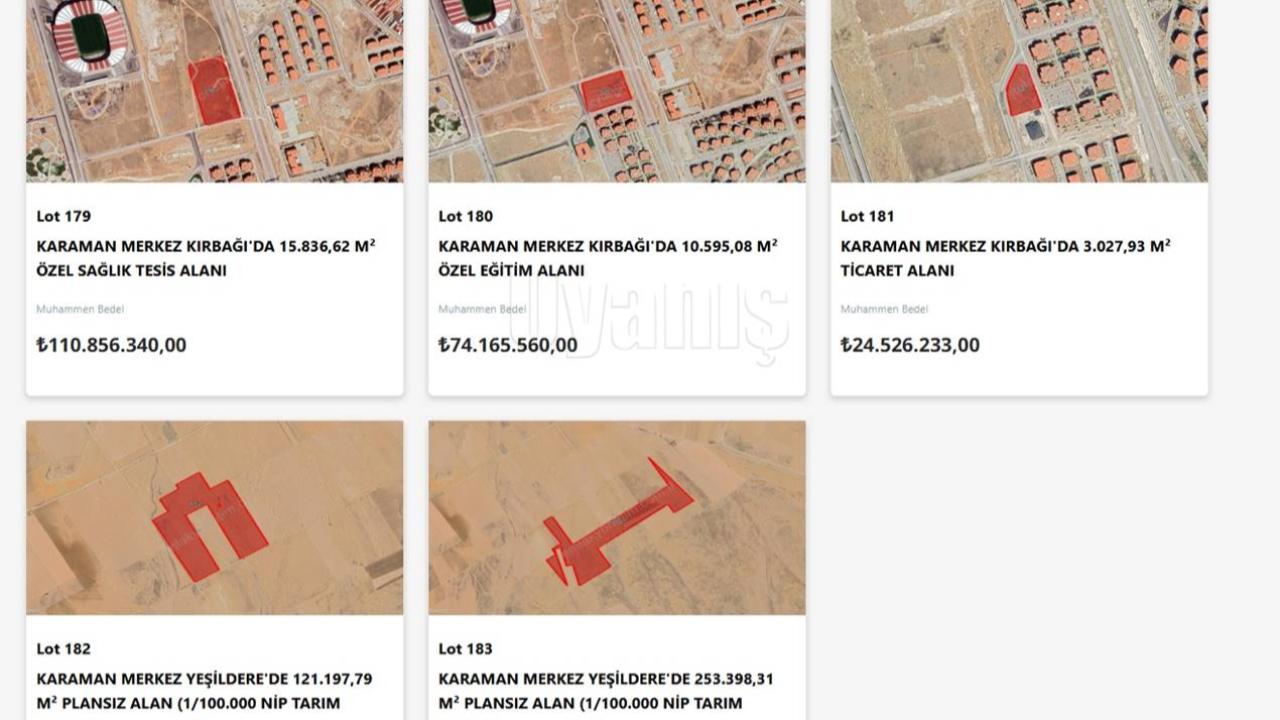 TOKİ Tarafından Karaman'da 5 Muhtelif Arsa Satılacak