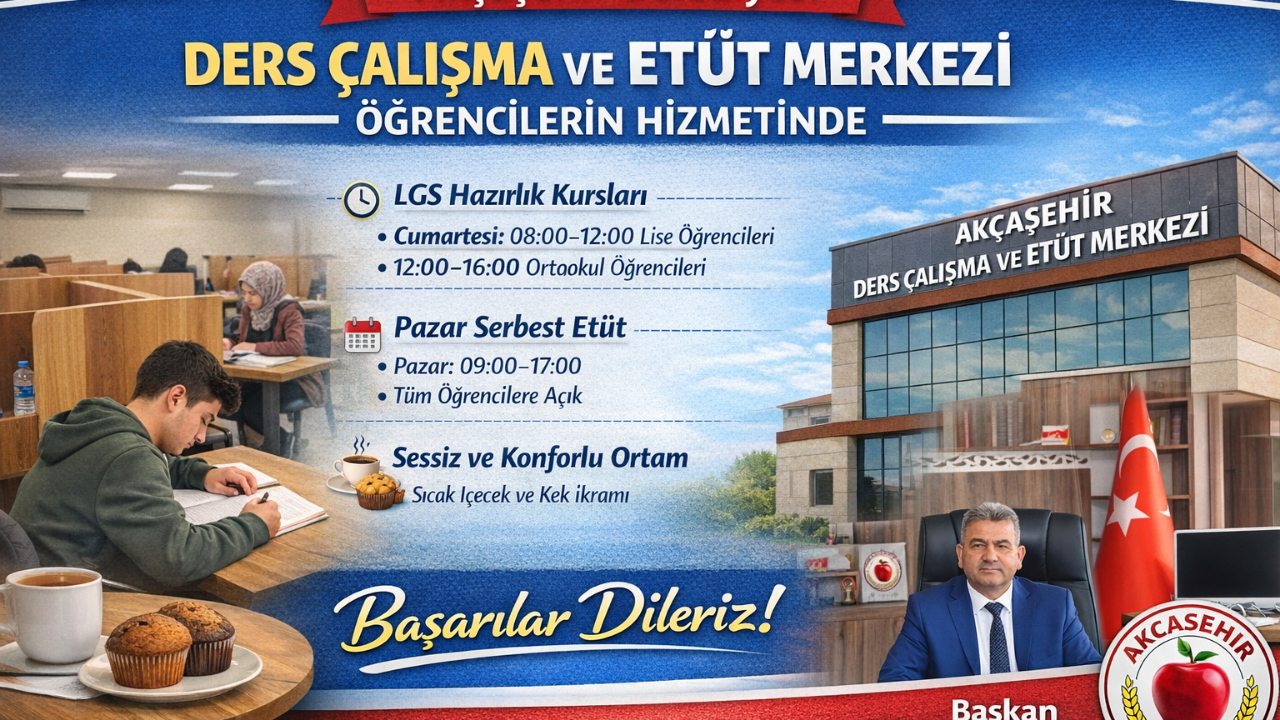 Akçaşehir Belediyesi Ders Çalışma ve Etüt Merkezi Öğrencilerin Hizmetinde