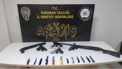 Karaman’da 1 Haftalık Asayiş ve Trafik Uygulamaları: Çok Sayıda Silah, Uyuşturucu ve Kaçak Ürün Ele Geçirildi