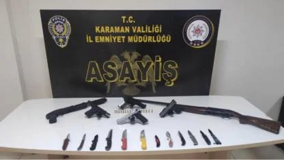 Karaman’da 1 Haftalık Asayiş ve Trafik Uygulamaları: Çok Sayıda Silah, Uyuşturucu ve Kaçak Ürün Ele Geçirildi