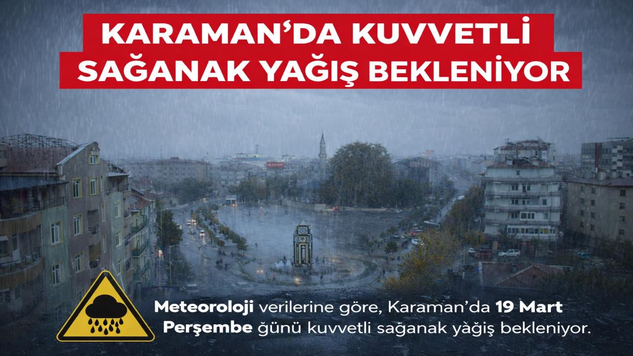 Karaman'da Kuvvetli Sağanak Yağış Bekleniyor
