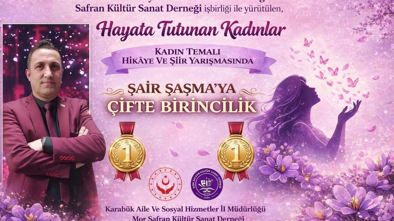 Karamanlı Şair İbrahim Şaşma’ya Karabük’ten Çifte Birincilik
