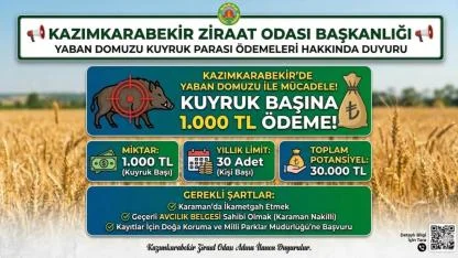 Kazımkarabekir Ziraat Odası'ndan Çiftçilere ve Avcılara Duyuru!