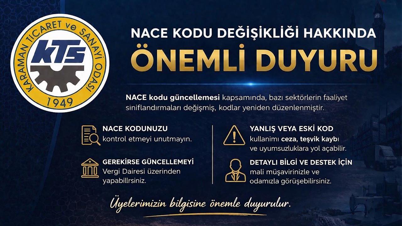 KTSO’dan NACE Kodu Değişikliği Hakkında Önemli Duyuru
