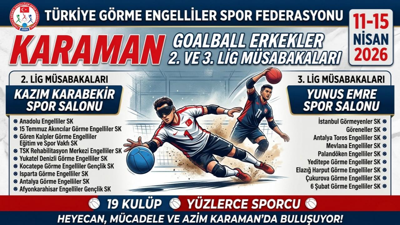Karaman, Golbol Erkekler 2. ve 3. Lig Müsabakalarına Ev Sahipliği Yapacak