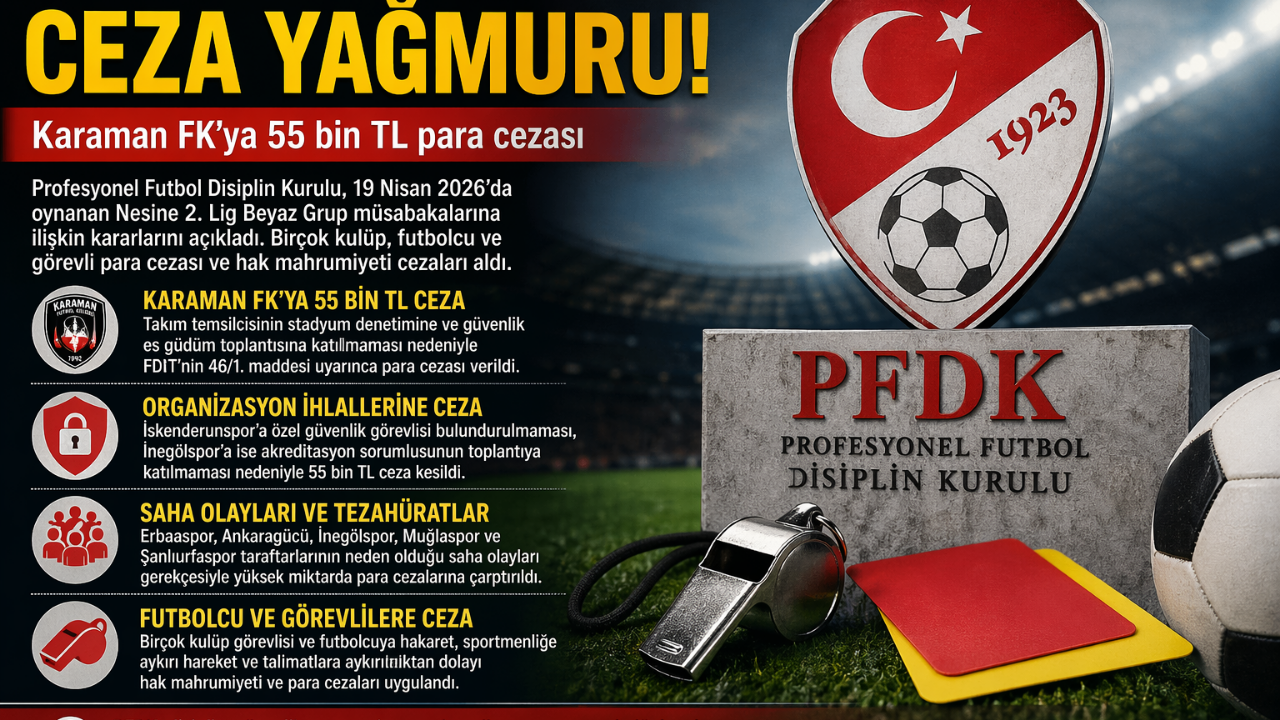 PFDK’dan 2. Lig Beyaz Grup’a Ceza Yağmuru