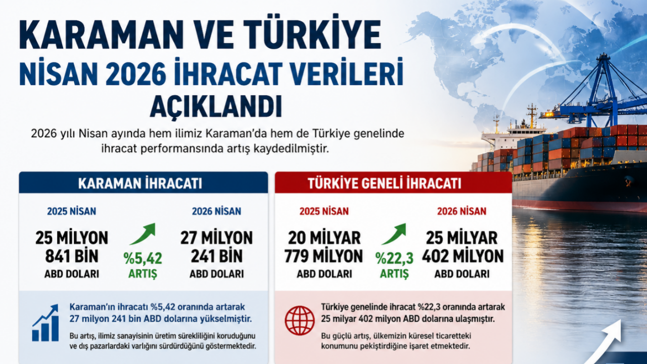 Karaman’ın Nisan'da İhracatı Arttı, Türkiye’de Sıçrama Yaşandı