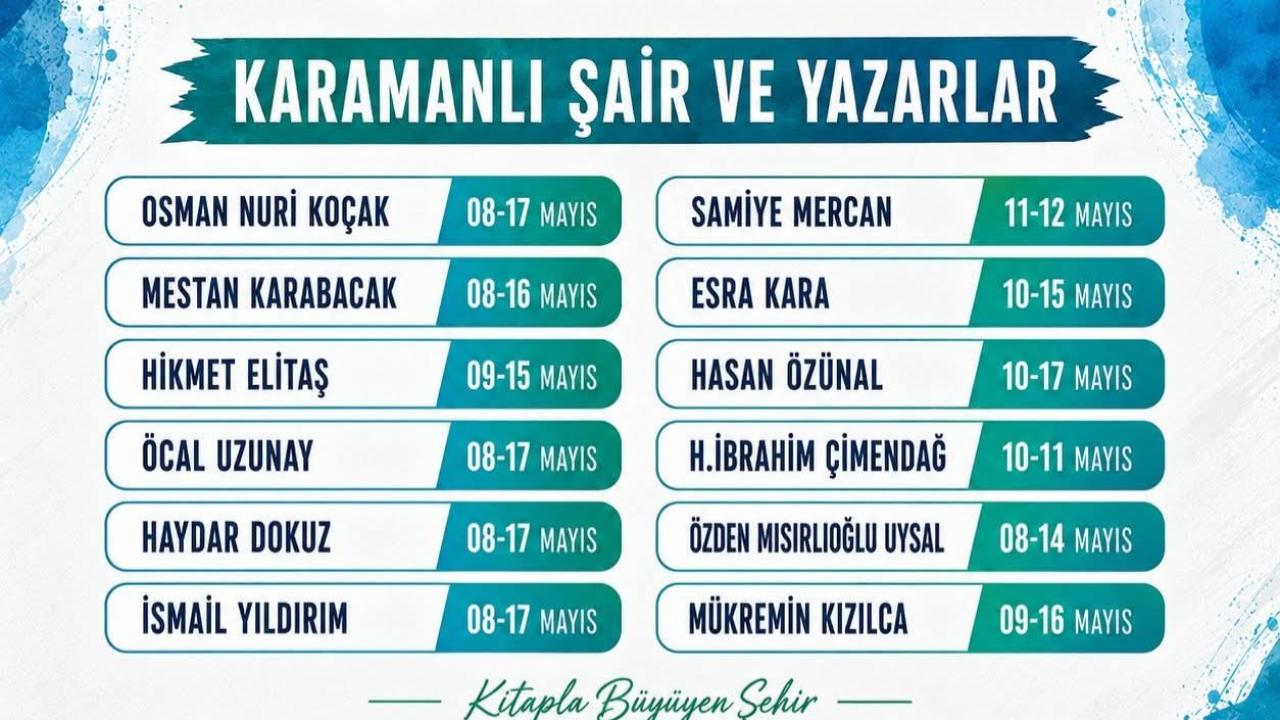 Karamanlı Yazarlar ve Şairler Karaman Kitap Günlerine Katılıyor