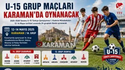U-15 Türkiye Şampiyonası Grup Maçları Karaman’da Oynanacak