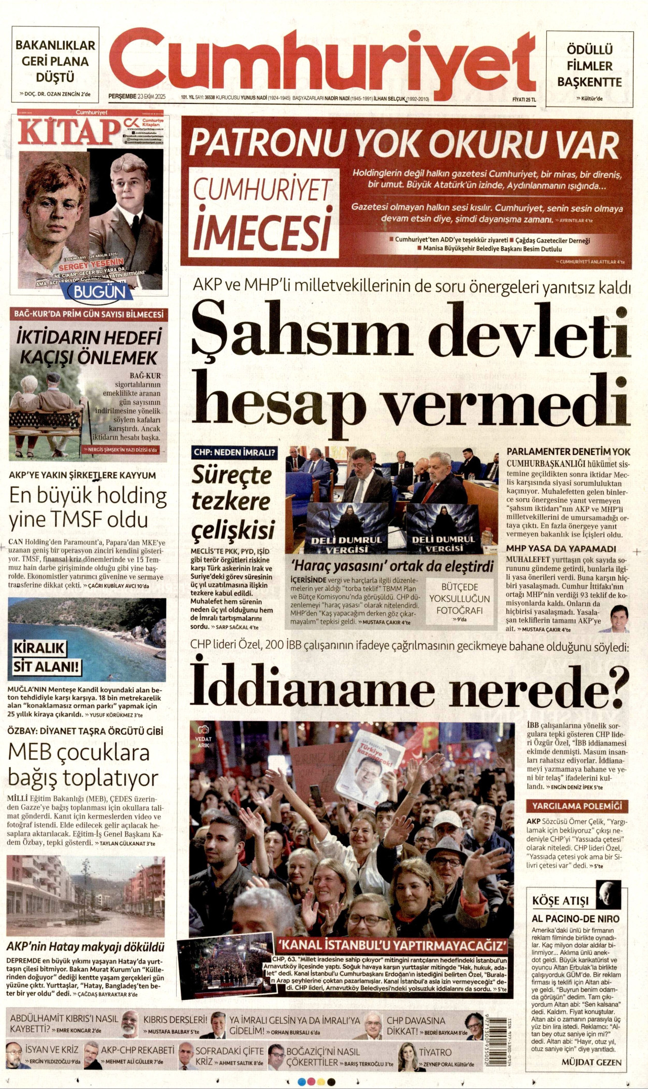 CUMHURİYET Gazete Manşeti