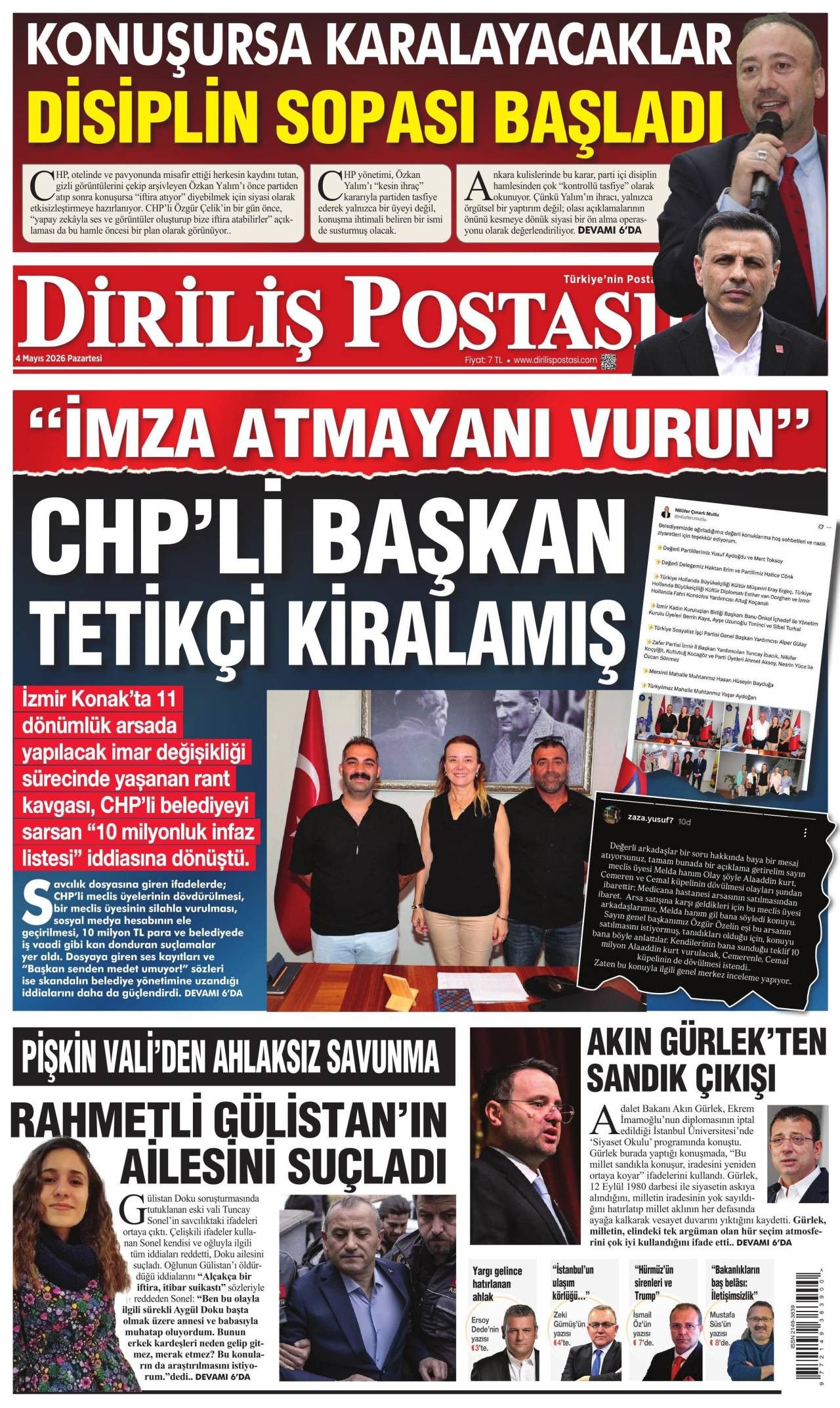 Diriliş Postası Gazetesi Gazete Manşeti