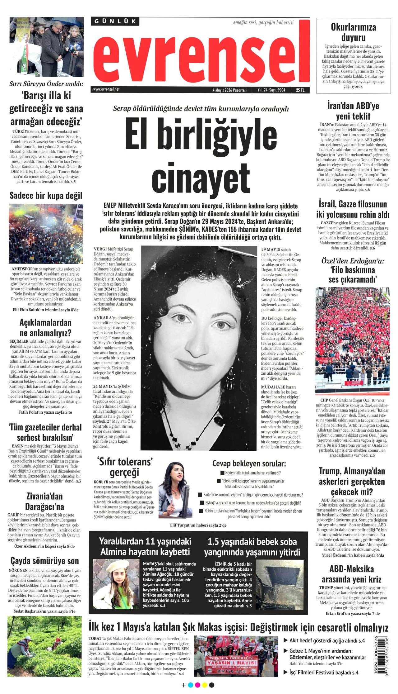 Evrensel Gazetesi Gazete Manşeti