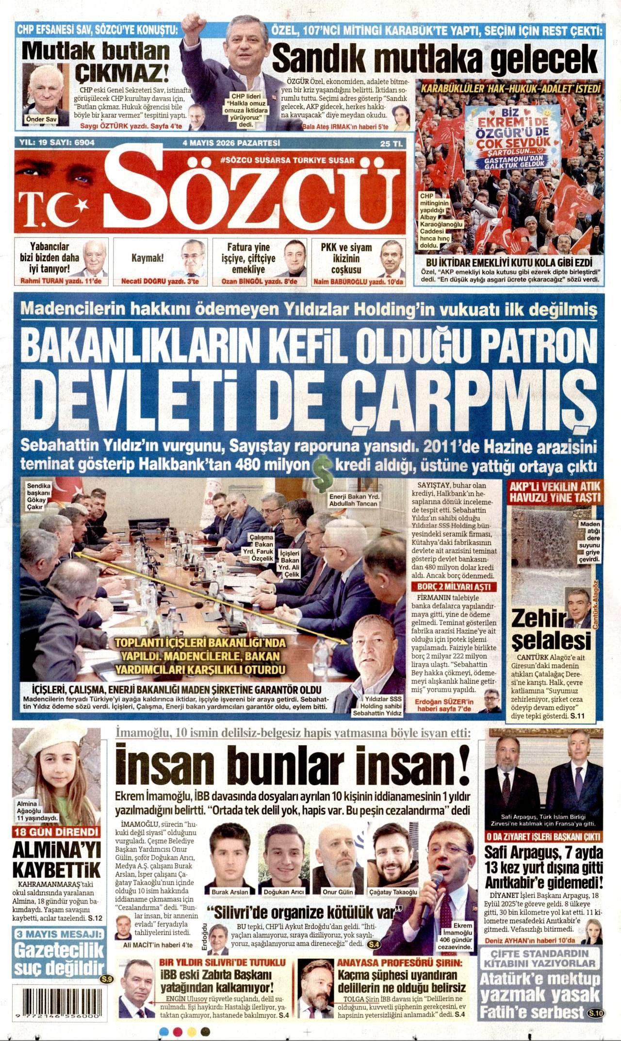 Sözcü Gazetesi Gazete Manşeti