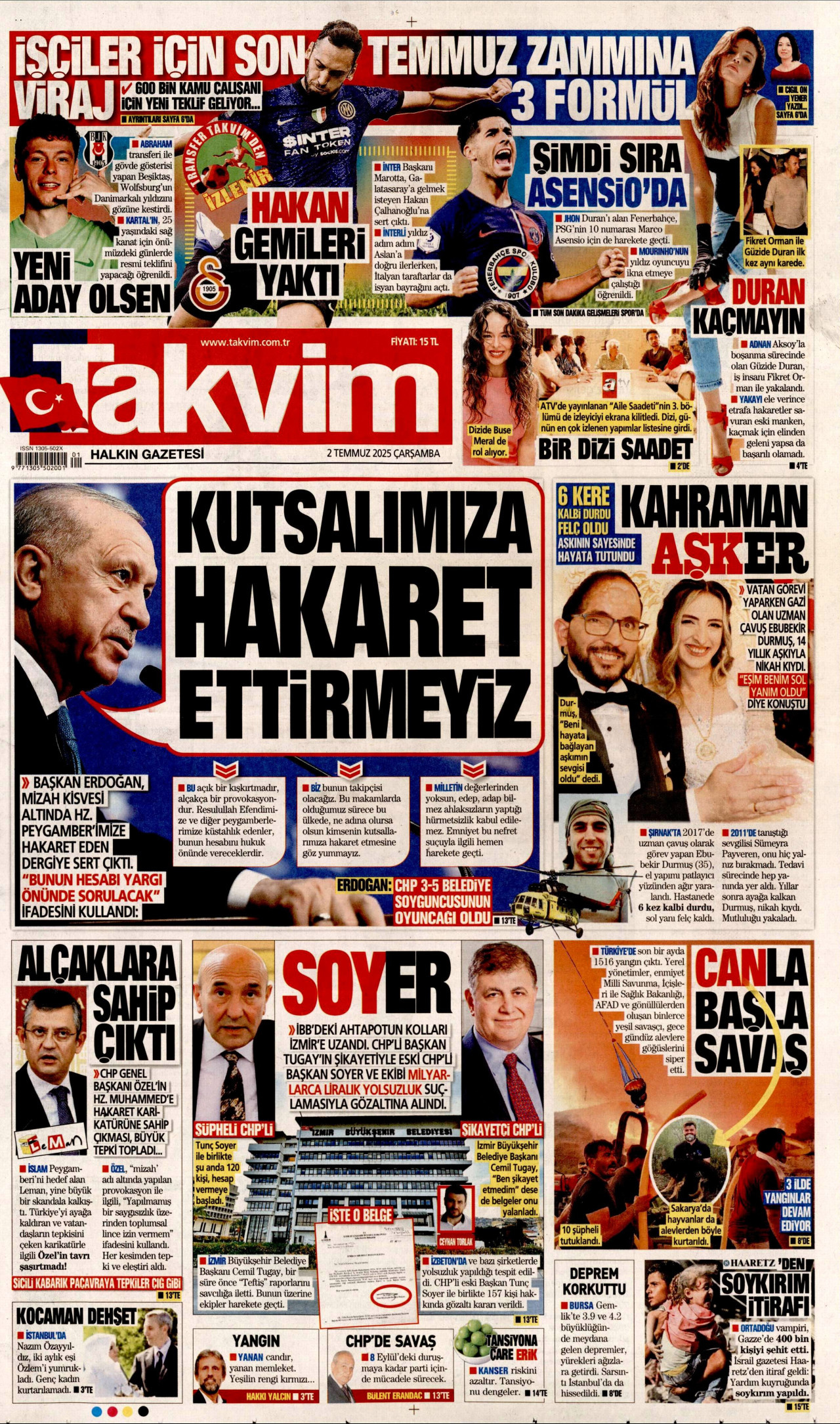 TAKVİM Gazete Manşeti
